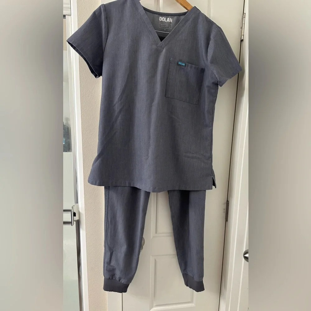 DOLAN Gray Scrub Set – Top & Jogger Pants – Size Small - Picture 2 of 7
